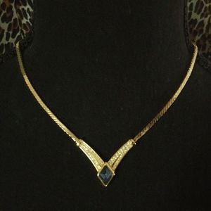 VTG Christian DIOR Chevron Disco Era Necklace